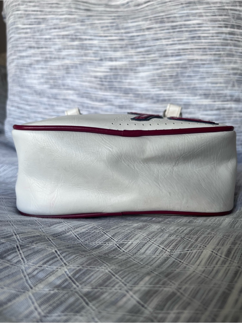 Roots White Mini Bag with Burgundy '73' Patch - Picture 7 of 8